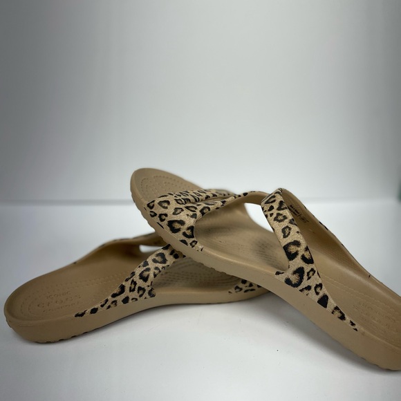 CROCS Shoes - CROCS Tan Leopard Sandals